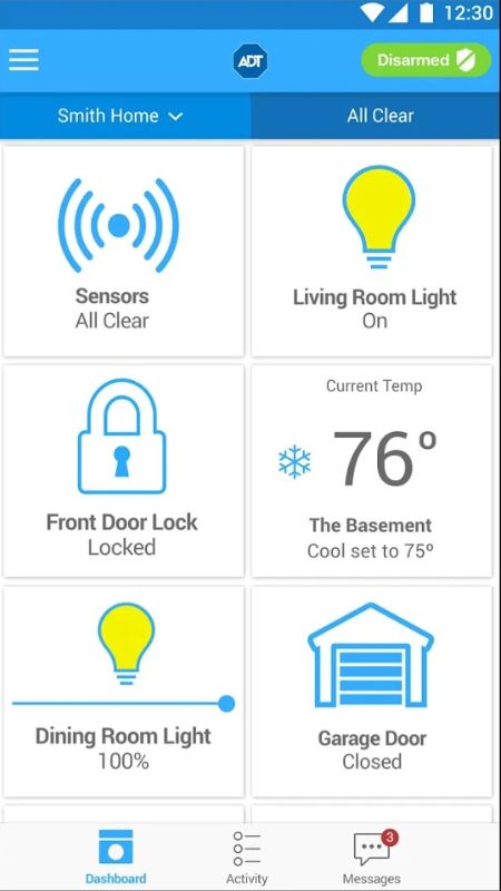 ADT Pulse App Dashboard