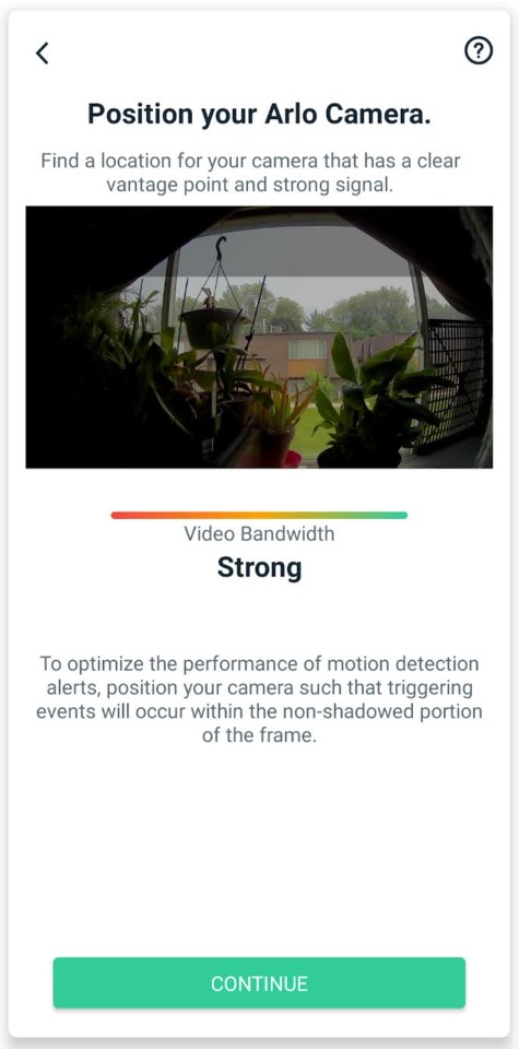 Arlo App Camera Positioning