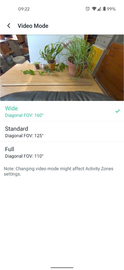 Arlo app video mode