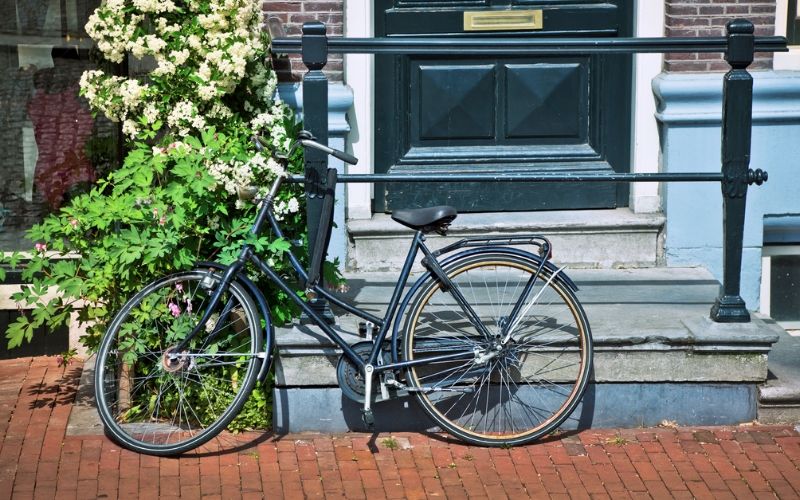 bike parked outside apartment