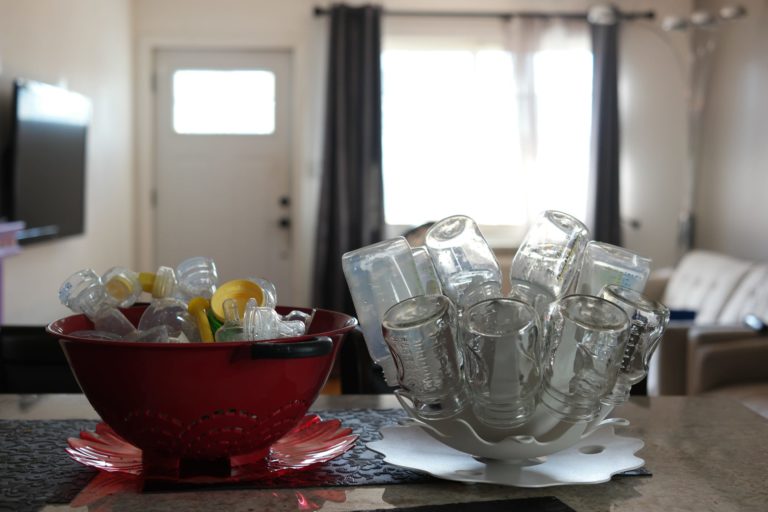 baby bottles drying