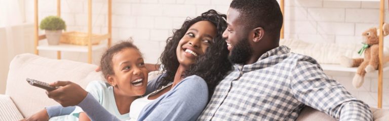 family on couch together