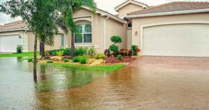 flooded yard of house