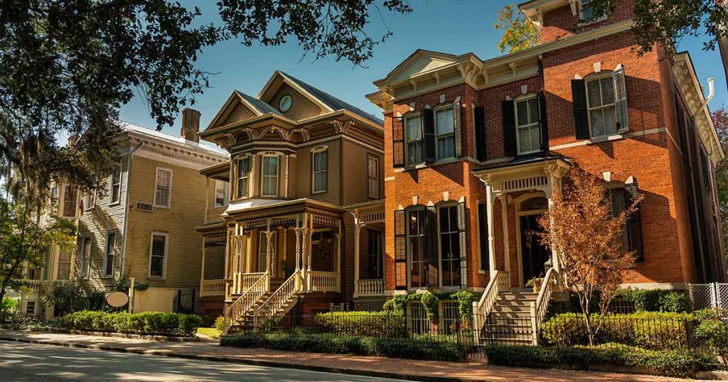 street view of old homes in neighborhood