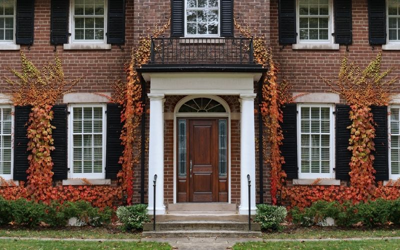 brick home with lots of windows