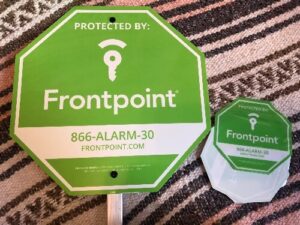 Each Frontpoint system comes with a sturdy yard sign and multiple window decals