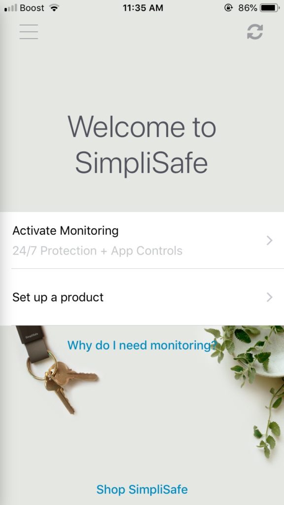 simplicam simplisafe app welcome screen