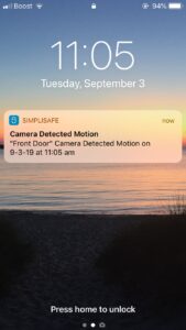 SimpliSafe doorbell notifications