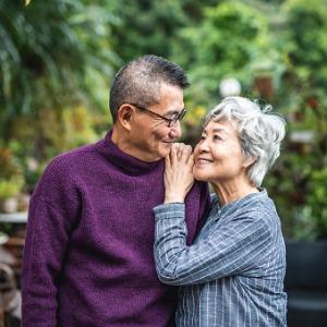 happy older couple outside