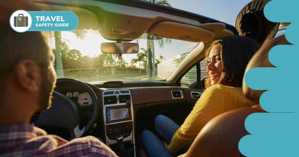 couple sitting in car laughing and enjoying themselves