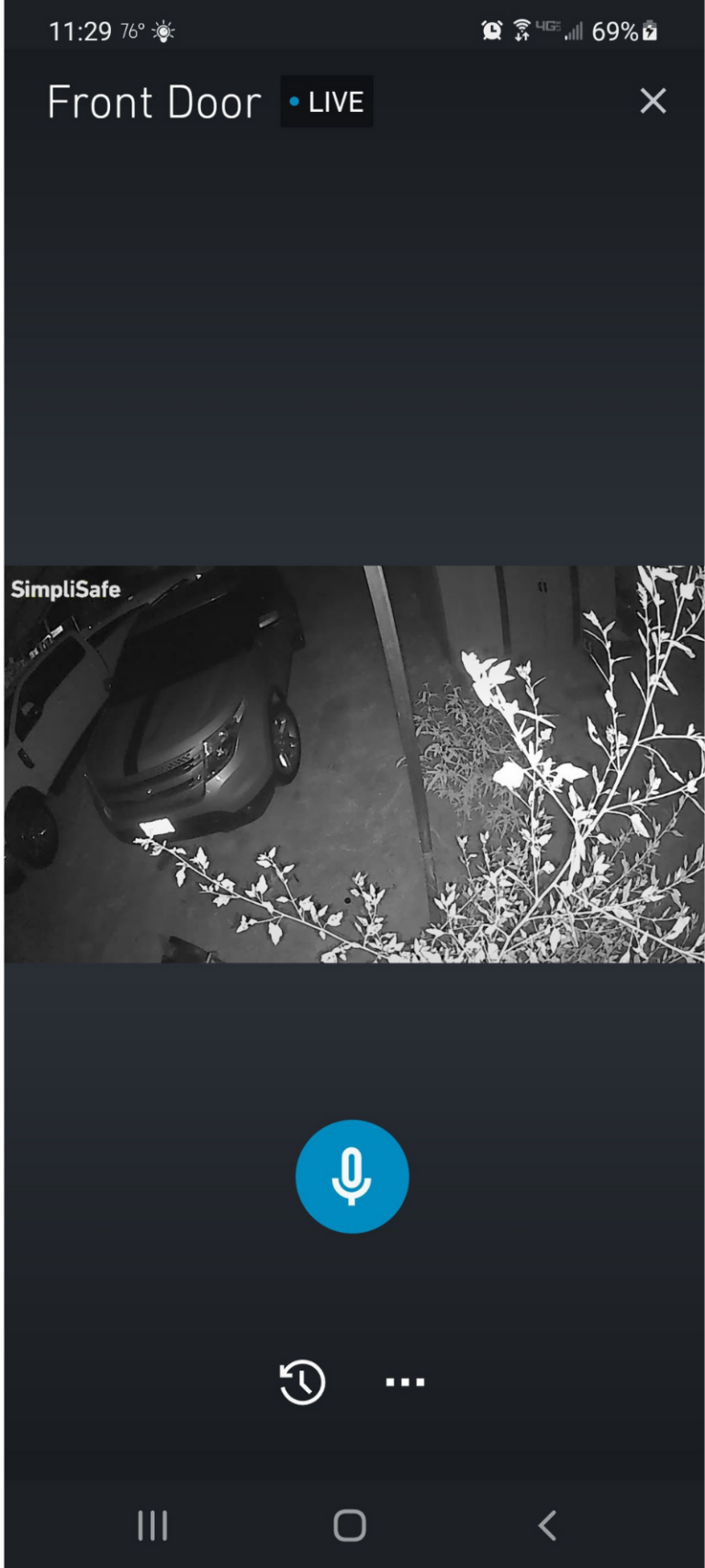 SimpliSafe App Camera View