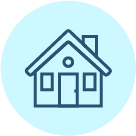 House Icon on a celeste blue color circle